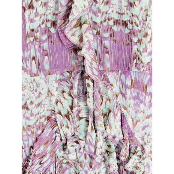 Sundance Purple Watercolor Printed Short Sleeve Silk Chiffon Dress Size 8 EUC - Picture 12 of 16